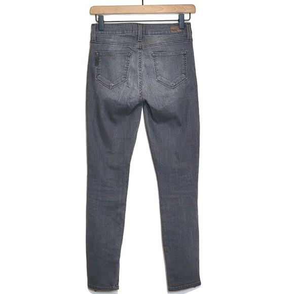 Paige Verdugo Ankle Gray Skinny Jean Mid Rise Distressed Knee Zip Ankle Denim 26 - Picture 6 of 12
